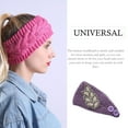 thumbnail image 3 of Crochet Headbands Winter Leaves Pattern with Rhinestones Elastic Head Protector Wide Warm Chunky Hair Accessories for Girls Petunia purple, 3 of 6