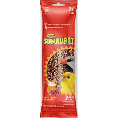 Higgins 32401 Sunburst Gourmet Avian Sticks Treat - Canary & Finch, Honey & Berries - 2.1 oz