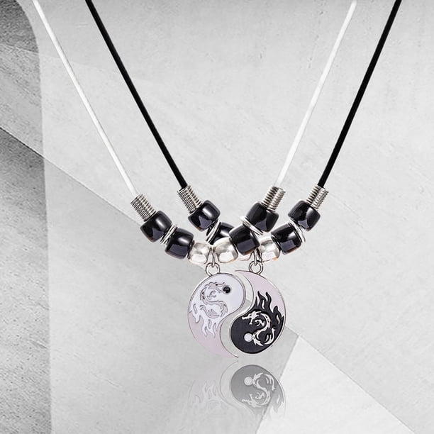 Moda Collares Collar Cadena Colgante Parejas Patrón Colgante Yinyang para Novia Collares y Colgantes