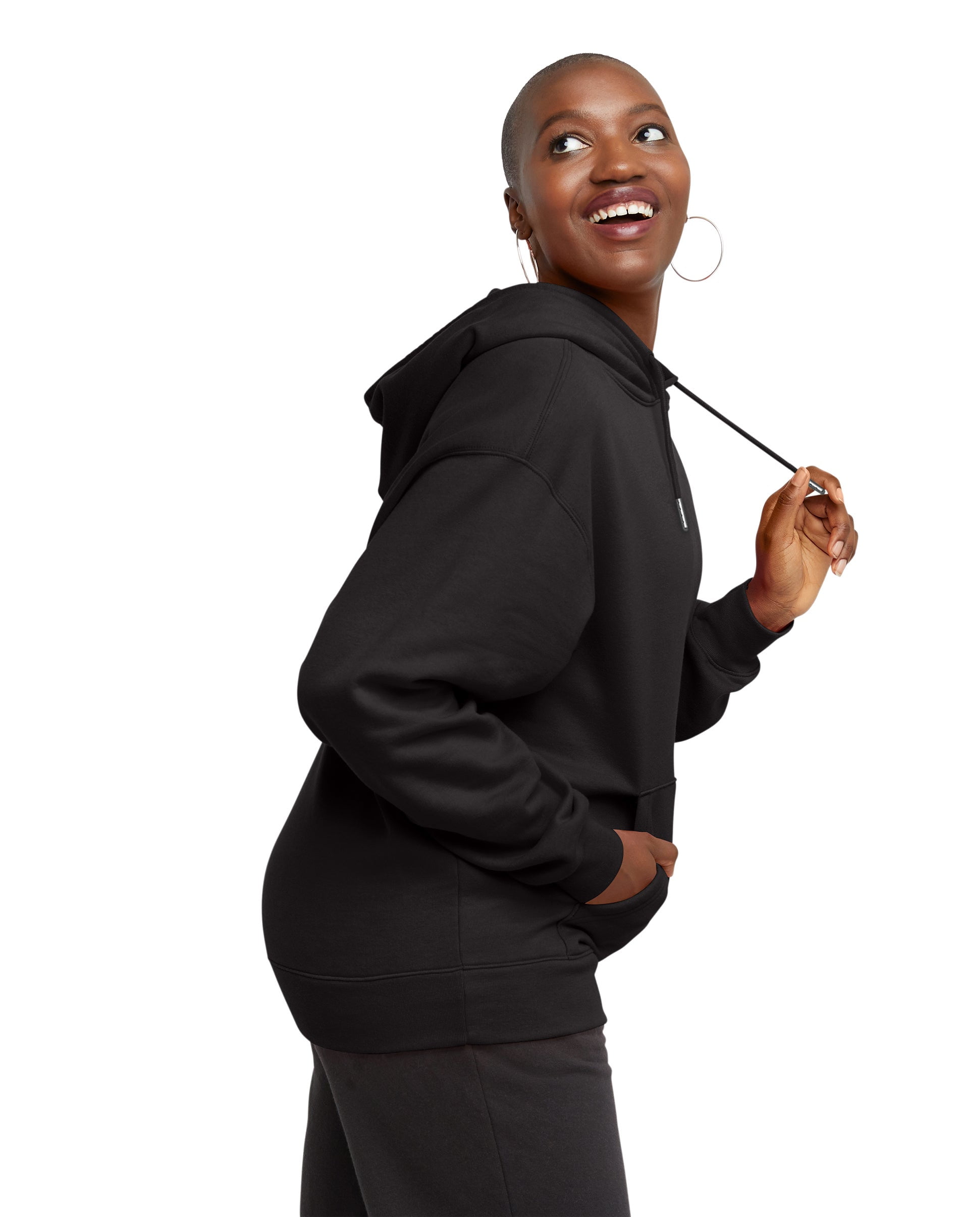 Hanes Originals Women's Fleece Hoodie Black XL