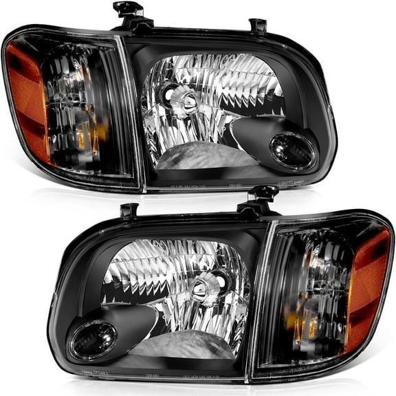 CCIYU Headlight Assembly Compatible for 2005-2006 Toyota Tundra Double/Crew Cab, 2005-2007 Sequoia, Black Housing Clear Lens (Not suitable for Regular Cab and Assess Cab)
