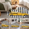 thumbnail image 5 of Round Rug 5Ft Washable Non-Slip, Yellow Truck Circle Area Rugs for Living Room Bedroom, Farmhouse Bee Daisy Black White Buffalo Plaid Indoor Floor Mats Carpet Runner for Home Decor Aesthetic, 5 of 8
