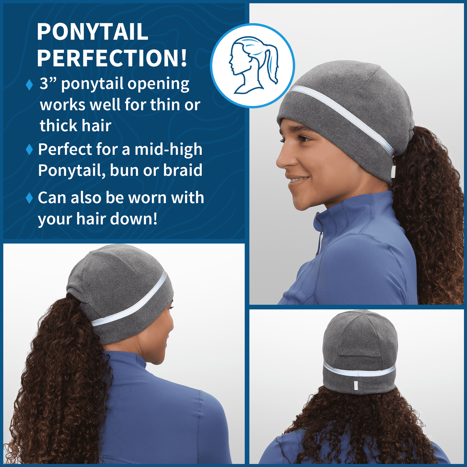 TrailHeads Women's Ponytail Hat Reflective Cold Weather Running
