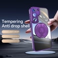thumbnail image 6 of Designed for Samsung Galaxy S23 Crystal Clear Back Case, Luxury Case with Lens Protector Drop Protective Magnetic Rotating Ring Kickstand Shockproof Thin Fit Phone Case Cover, Darkpurple, 6 of 7