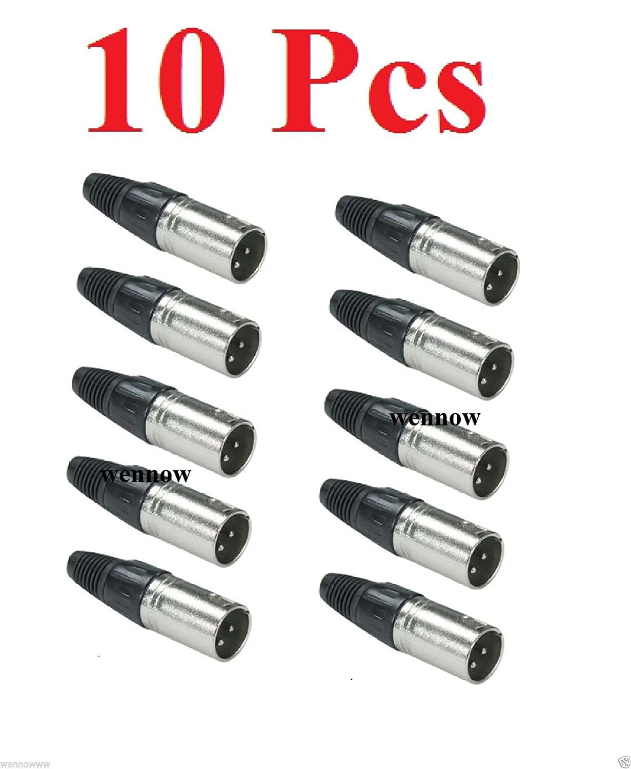 10 Pcs XLR Male 3Pin Audio Cable Connector Solder Type Mic Microphone
