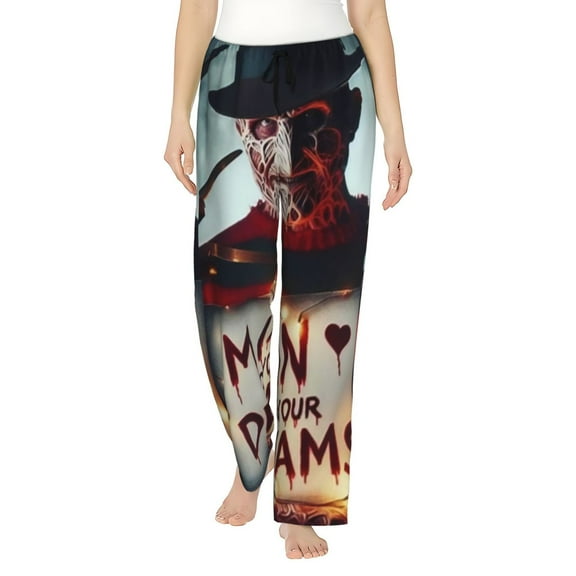 Freddy Krueger Women's Pajama Pants, Comfy All Over Print Lounge Pants Casual Sleepwear with Pockets & Drawstring