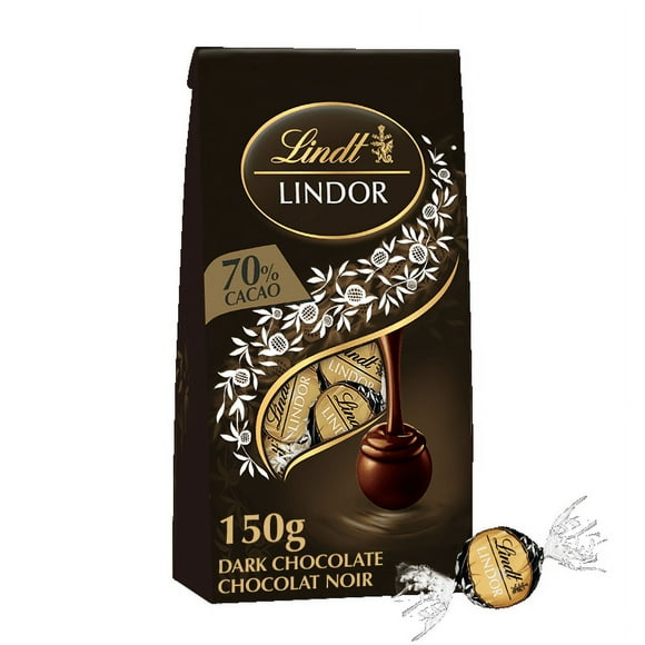 Lindt LINDOR 70% Cacao Dark Chocolate Truffles, 150-Gram Bag, 150 g