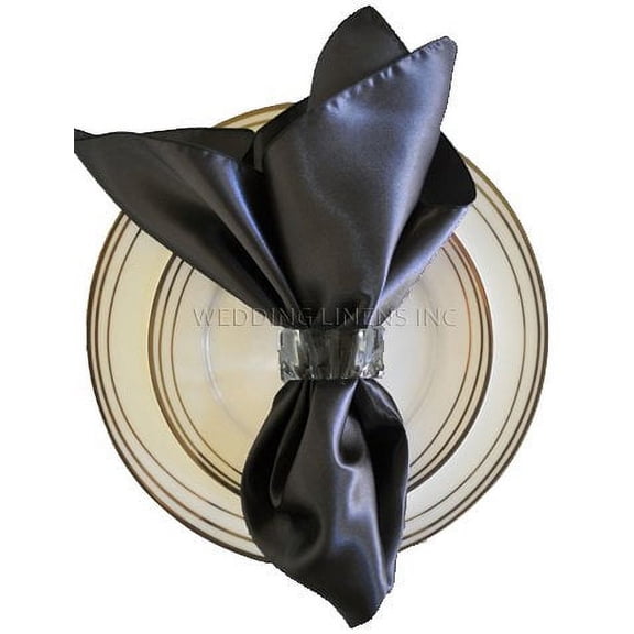 Wedding Linens Inc. (10pcs) 20'' x20" Satin Table Napkins for wedding Party Decoration events - Pewter / Charcoal