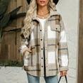 thumbnail image 3 of cocolona Womens Flannel Plaid Shirts Turn-down Collar Long Sleeve Casual Jacket Winter Fleece Warm Outwear Coats with Pockets, 3 of 6