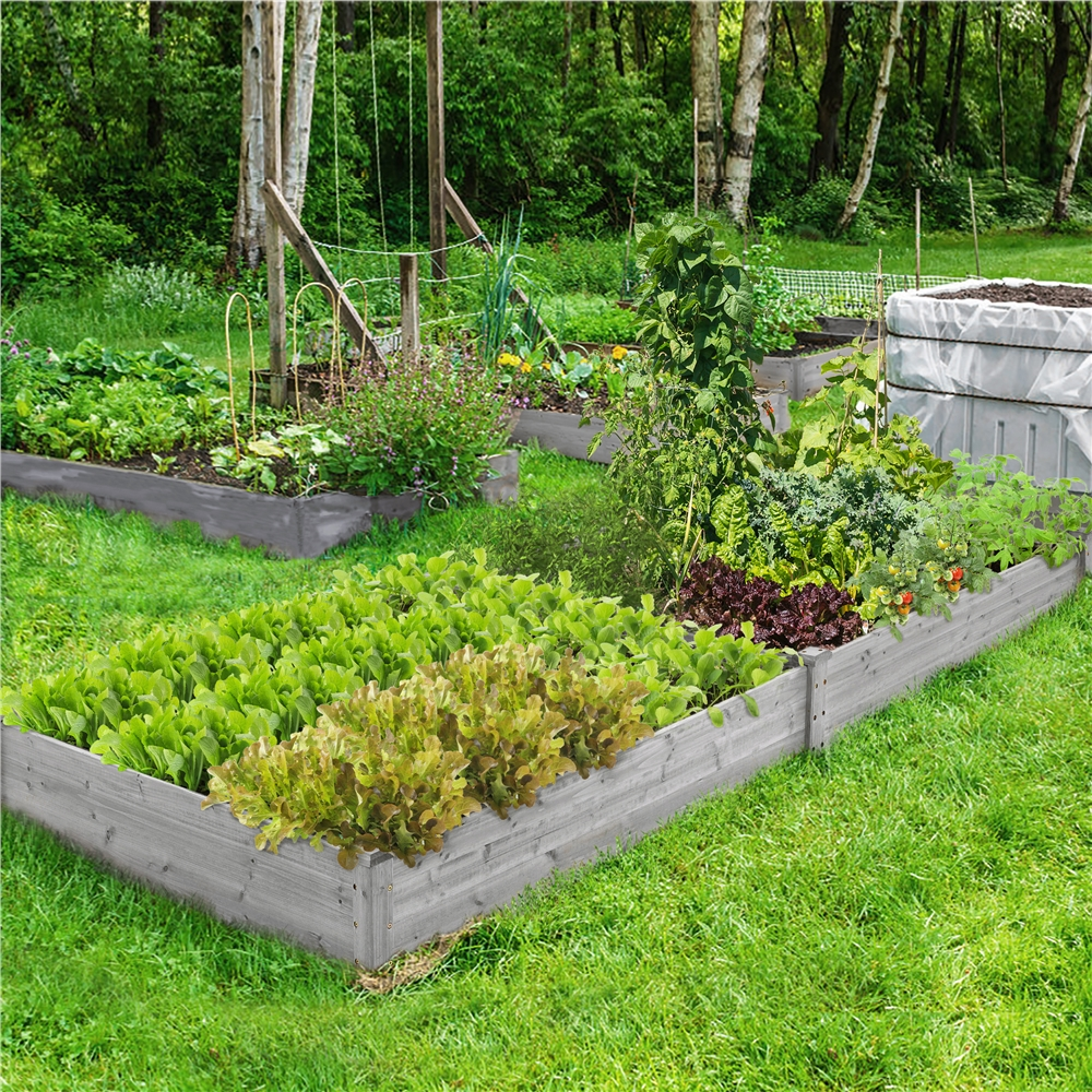 Yaheetech Wooden Raised Garden Bed Planter,Gray