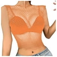 thumbnail image 1 of Kcodviy Women's Rhinestone Mesh Tank Dark Tee Tops See Through Diamond Basics Women Crop Top Long Sleeve Compression Shirt Women Layering Tees for Women Long Sleeve Running Long Sleeve Shirt Women, 1 of 4