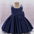 thumbnail image 3 of Odeerbi Girls Birthday Party Dresseseses Toddler Satin Embroidery Rhinestone Bowknot Gown Long Dresses Navy, 3 of 10