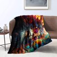 thumbnail image 1 of Bedding Blanket ，Colorful Demon Warrior Print Blanket，Fluffy Warm Throw Over, 1 of 4