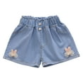 thumbnail image 4 of Akiihool Teen Girl Jean Shorts Girl's Jean Shorts Mid Waist Straight Leg Denim Shorts (Light Pink,3-4 Years), 4 of 9