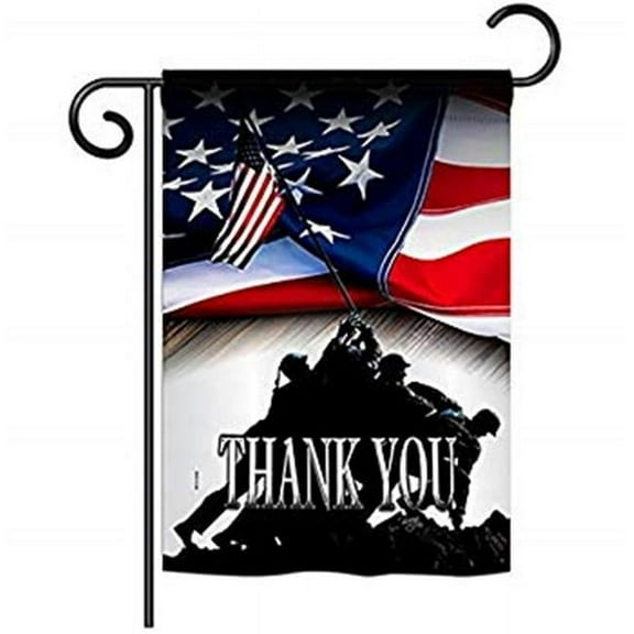 Breeze Decor G161088-BO Thank You Americana Patriotic Impressions Decorative Vertical 13" x 18.5" Double Sided Garden Flag