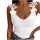 thumbnail image 1 of Moda sexy mujer cuello pico patchwork encaje sólido corto camis tops chaleco Fridja  gh1260, 1 of 5