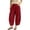 Red, variant on cocolona Womens Casual Loose Pleated Linen Pants Elastic Waist Straight Wide Leg Travel Lounge Cropped Pants with Pockets