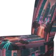 thumbnail image 4 of Designart "Miami s Futuristic Neon Art I" Multicolor Buildings & Cityscapes Upholstered Accent Chair - Traditional Arm Chair For Living Room, 4 of 5