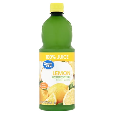 Great Value Lemon 100% Juice, 32 fl oz - Best Lemon Juice