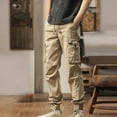 thumbnail image 2 of Pantalon Cargo Droit pour Homme à Taille à Cordon, Pantalon de Rue Beige m, 2 of 4