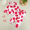 thumbnail image 2 of Afdoent Fashion Clothing Sets Girls Long Sleeve Pajama Heart Printed Loungewear Soft Sleepwear Two Piece Outfit For Toddler And Kids Comfortable Nightwear 3-4 Years, 2 of 8