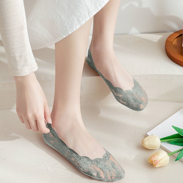 Mens Socks Crew Women's Lace Printing Shallow Mouth Socks Ventilate Invisible Socks Sweat Absorbing Socks Green One Size
