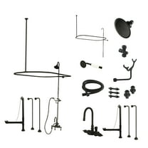 Kingston Brass CCK2140AL Vintage Tub Wall Mount High-Arc Gooseneck Clawfoot Tub Faucet Package with Supply Enclosure and Hand Shower, Matte Black