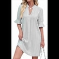 thumbnail image 3 of Vestido Recto Casual con Cuello en V Gris Talla S, 3 of 10