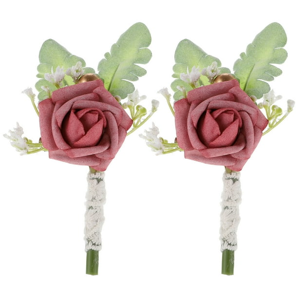 KAKOWELY 2 ramilletes de rosas para hombre, ramilletes de flores artificiales para boda