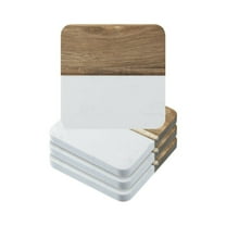 Craft Express 4 Pack Engravable Square Marble and Wood Coasters – 4"x4" Laser-Ready