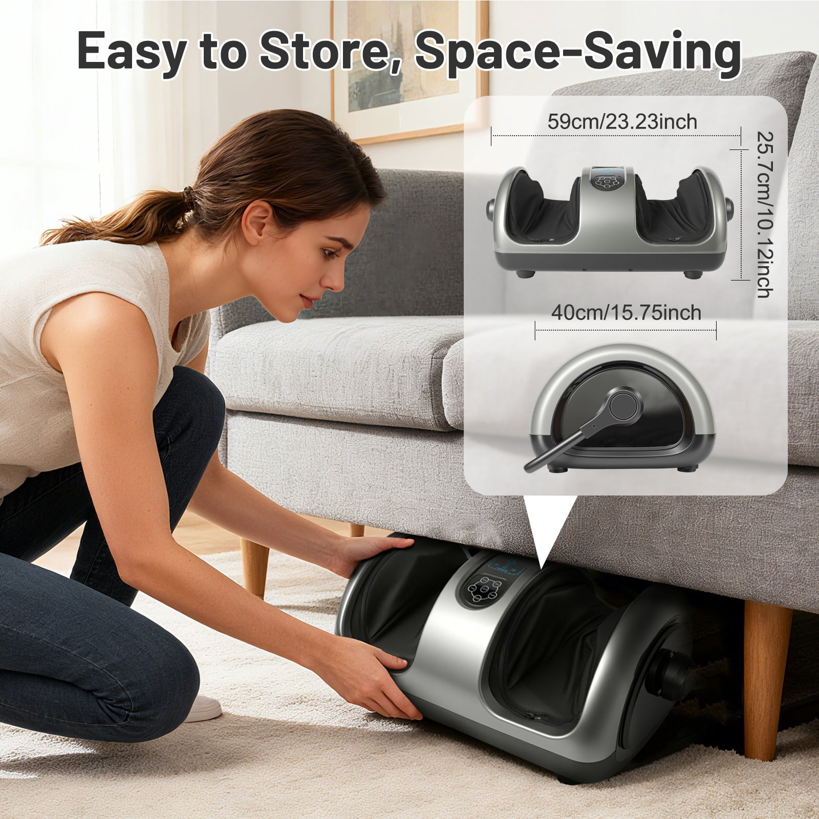 BAOKALER Shiatsu Foot and Calf Massager with Heat Therapy - Adjustable Air Compression, Wireless Remote Control & Deep Kneading for Relaxation, Pain Relief & Improved Circulation at Home
