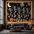 thumbnail image 6 of Roller-Skating Skeletons with Disco Balls, Playful Retro Style for Skeleton Decor Fans, Spooky Wall Decor Halloween Gift, Tapestry Wall Hanging for Bedroom and Dorm, 6 of 7
