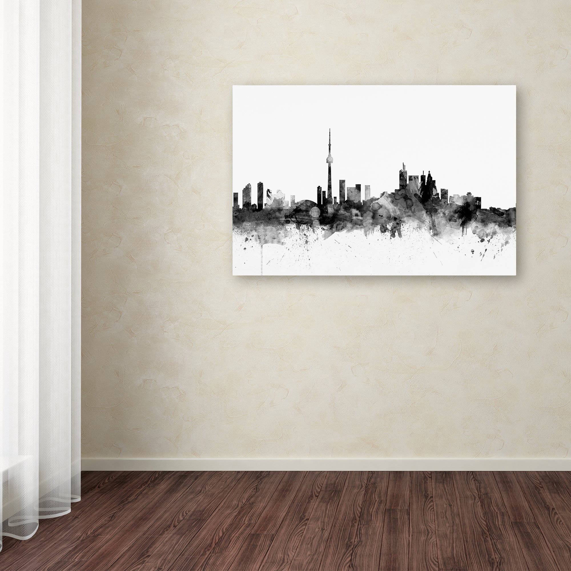 Trademark Fine Art "Toronto Canada Skyline B&W" Canvas Art by Michael Tompsett
