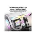 thumbnail image 2 of Corsair iCUE AF140 RGB Elite 140mm PWM Dual Fan Kit - Eight RGB LEDs Per Fan - AirGuide Technology - Fluid Dynamic Bearing - Zero RPM Fan Mode - Included iCUE Lighting Node CORE Controller - White, 2 of 7