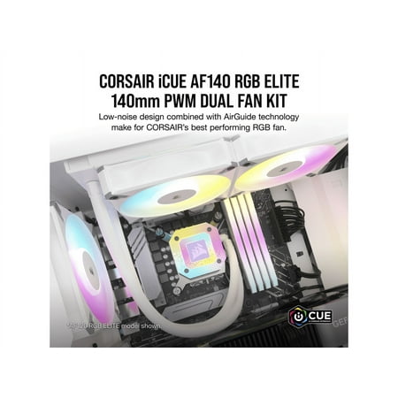 CORSAIR - AF140 RGB ELITE 140mm Computer Case Fan  with AirGuide Technology (2-pack) - White