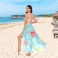 thumbnail image 6 of FORMRS Womens Long Sarong Beach Wrap Semi-Sheer Bikini Skirt Bathing Swimsuit Cover Up, Blue Beach Pattern, 6 of 7