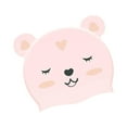 thumbnail image 2 of Gorro de natación Zulema para niños Silicona cubierta de pelo largo y corto Rosa y oso, 2 of 8