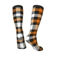 thumbnail image 5 of Lsque Orange Plaid Printed Crew Socks Men's Women's LightWeight Thin Casual Calf Socks ,Knee High Socks,Cotton Socks, 5 of 9