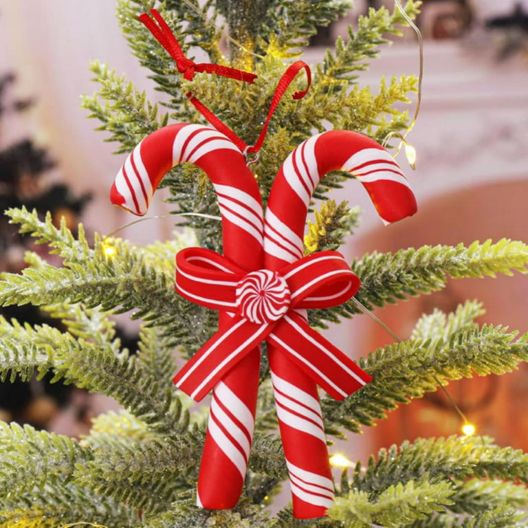 Baywell 10Pcs Christmas Candy Ornaments Candy Christmas Tree Ornaments Set  Hanging Peppermint Christmas Decorations