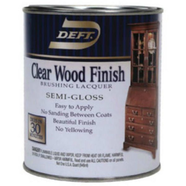 Deft DFT011/04 Clear Wood Finish Brushing Lacquer, 1Qt, SemiGloss