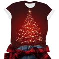 thumbnail image 5 of Jsaierl Women's Christmas Shirts Cute Christmas Print Tees Classic Round Neck T-shirt Short Sleeve Dressy Casual Blouse Tops, 5 of 5