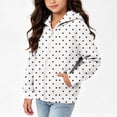 thumbnail image 7 of Xdegoge Kids Girls Polka Dot Zip Up Hoodie Long Sleeve Black Jacket with Pockets Casual Fall Winter Outerwear Sweatshirts, Size 5-6, 7 of 7