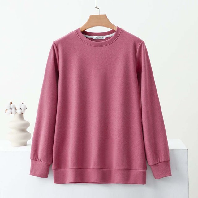 Pijama de manga larga para mujer, moda de color liso, manga larga, cuello redondo, ropa de dormir para el hogar, pijamas de poliéster para mujer