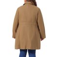 thumbnail image 3 of Abrigos de invierno para mujer de talla grande Agnes Orinda, abrigo elegante de trench con solapa y un solo botón, 1X color camel, 3 of 6