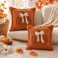 thumbnail image 7 of Fall Decorations Bow-Knot Pumpkin Pillow Cover, 18x18 Inch Knit Throw Cushion Case for Sofa & Bed, Autumn Harvest Accent (Insert Not Included) Beige, 7 of 7