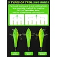 thumbnail image 3 of BLUEWING Deluxe Trolling Bird 1pc Trolling Lures 7.28in Mahi Trolling Lures for Big Game Tuna Teaser, Yellow/Green Starboard, 3 of 8