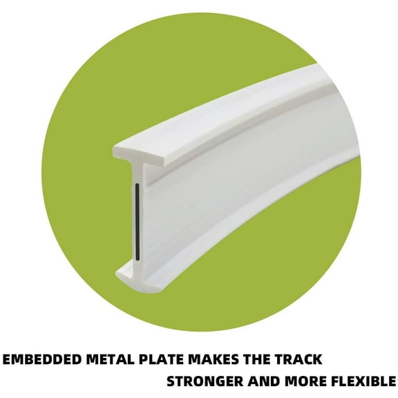 Flexible Ceiling Mount Curtain Track (20 ft), Hospital Curtain Track System, Ceiling Track for Windows, Room Divider Ceiling Track System, White