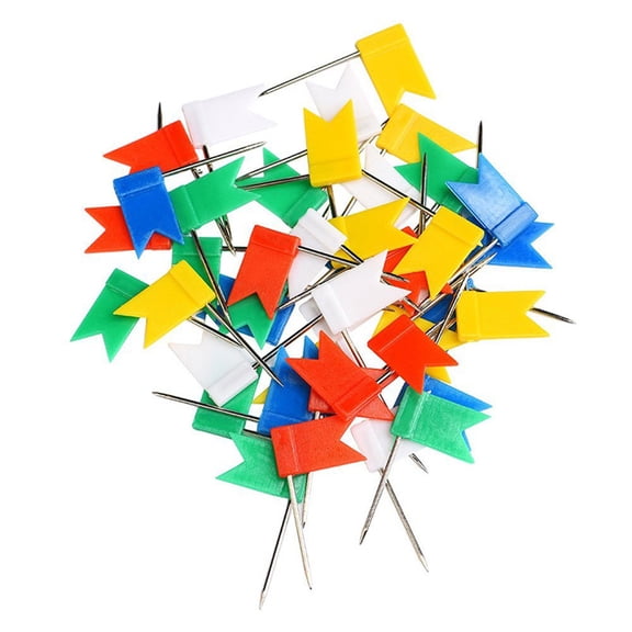 COSMOBETTY 160Pcs Thumb Tacks for Bulletin Board with Flag Shaped Head in Mixed Color for Travel Map