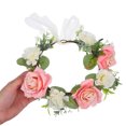 thumbnail image 3 of GOOHOCHY Corona de flores: Diadema ajustable hecha a mano con rosas artificiales para mujer. Accesorio floral para el cabello, ideal para bodas, fiestas y festivales., 3 of 8