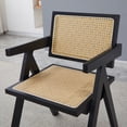 thumbnail image 2 of Set of 2 Dining Chairs, Wooden Armchair with Rattan Weaving Process, Armrest Solid Wood Dining Chair, Living Room Chair, Simple and Natural, Black, 2 of 9